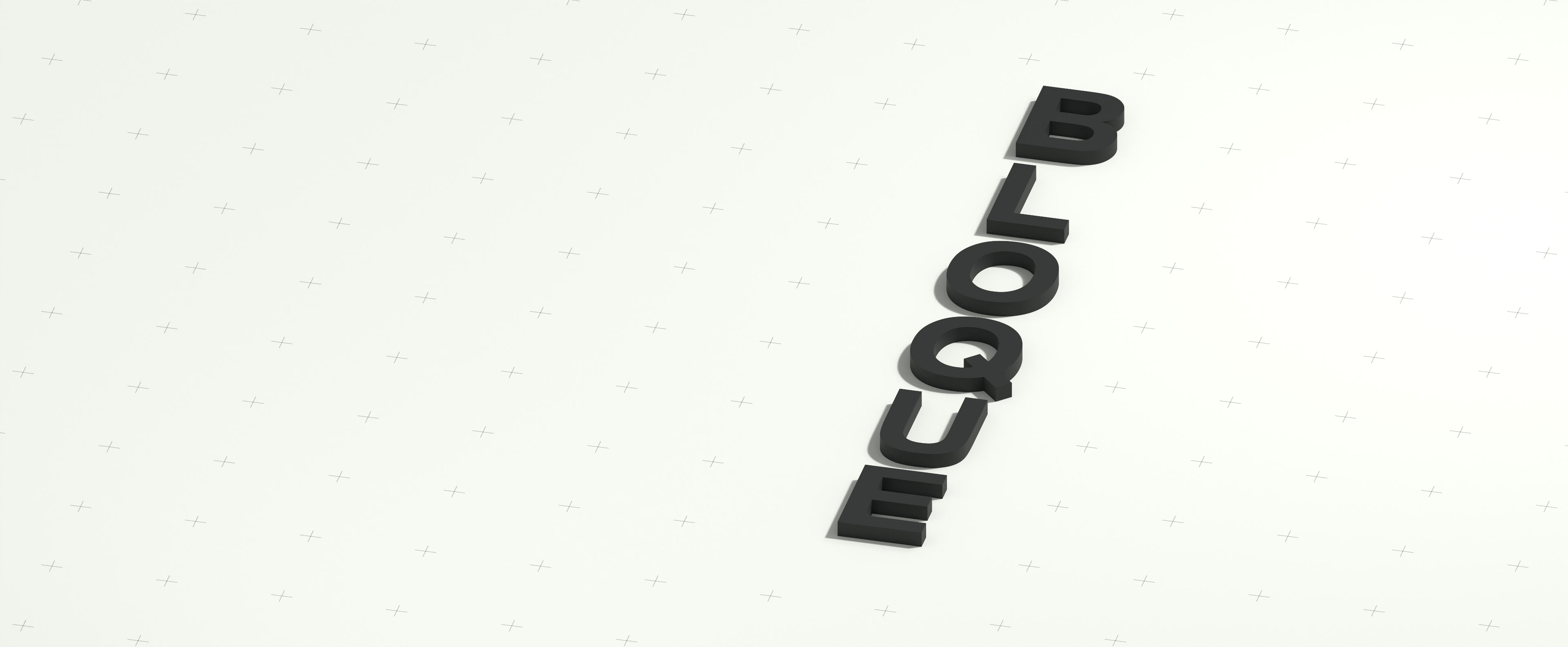 BLOQUE in donkere matte driedimensionale letters